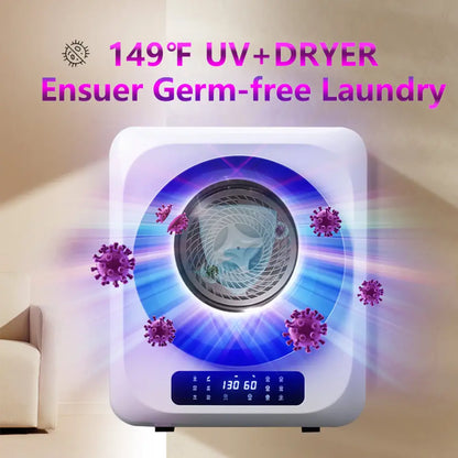 6.6lbs Portable Mini Cloth Dryer Machine FCC Certificate PTC Heating Tumble Dryer Electric Control Panel,White Body with Glass Door MLNshops]