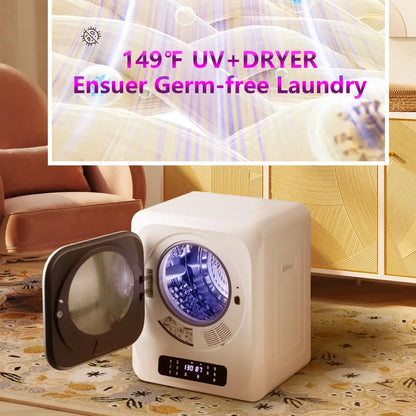 6.6lbs Portable Mini Cloth Dryer Machine FCC Certificate PTC Heating Tumble Dryer Electric Control Panel,White Body with Black Square Door MLNshops]