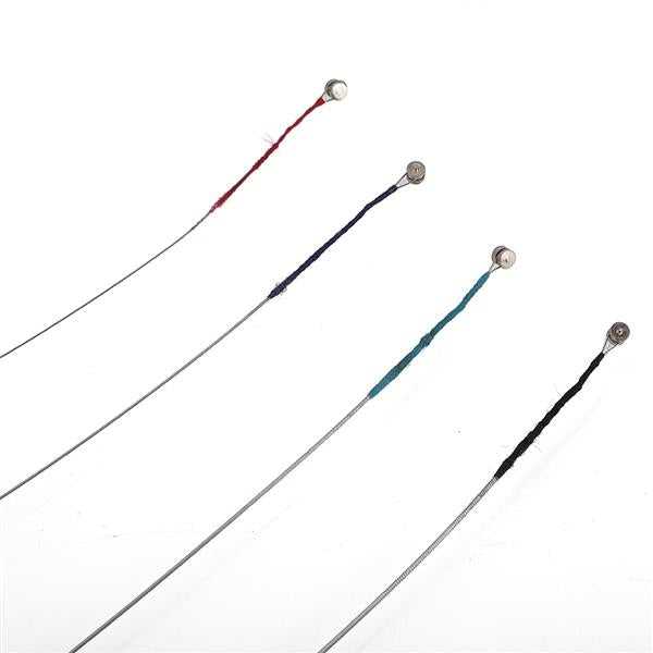 Close-up of wound violin strings with colorful winding for musical instrument accessories