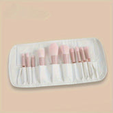 Mini Makeup Brush Set neatly organized in a white travel pouch, perfect for beginners and daily cosmetic application.