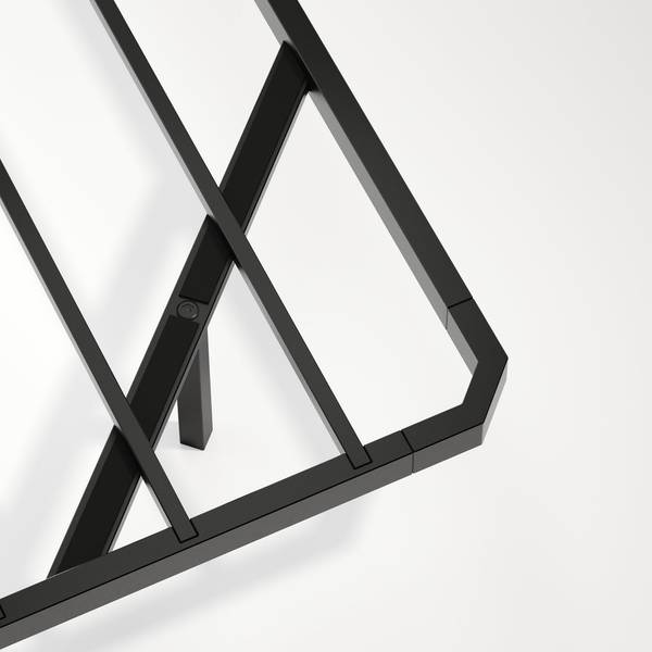 Angled close-up of King Floating Bed Frame with LED Lights metal frame, highlighting precision construction and support bars.