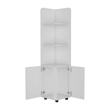 62H" Tall Corner Cabinet with 3-Tier Shelf and 2-Door, White MLNshops]