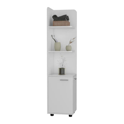 62H" Tall Corner Cabinet with 3-Tier Shelf and 2-Door, White MLNshops]