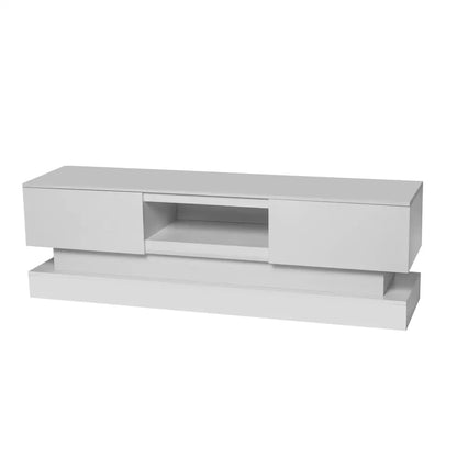 63 inches Modern and Simple Design Television Stand Organizing Cabinet with LED Light- White MLNshops]