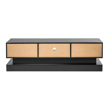 63 inches Modern and Simple Design Television Stand Organizing Cabinet with LED Light- Black MLNshops]