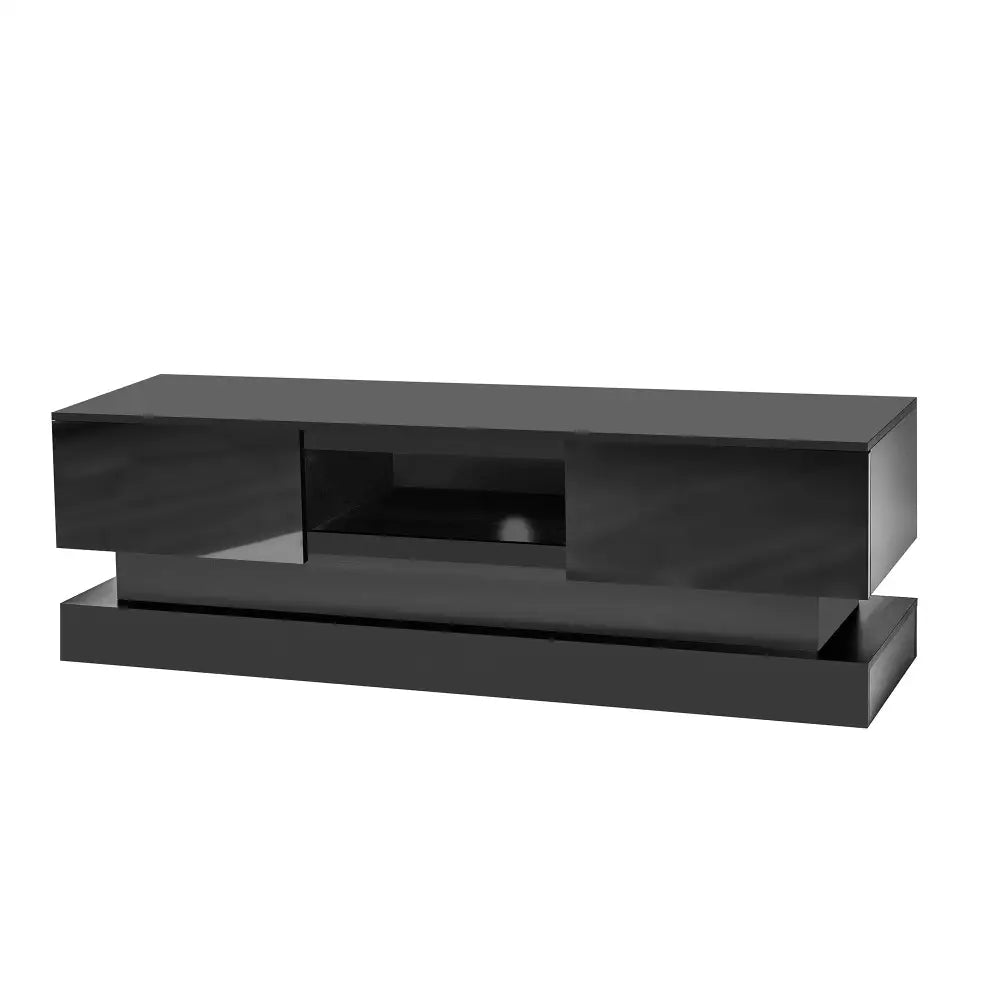 63 inches Modern and Simple Design Television Stand Organizing Cabinet with LED Light- Black MLNshops]