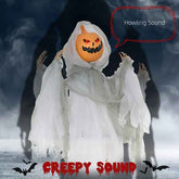Ghostly figure with pumpkin head and &