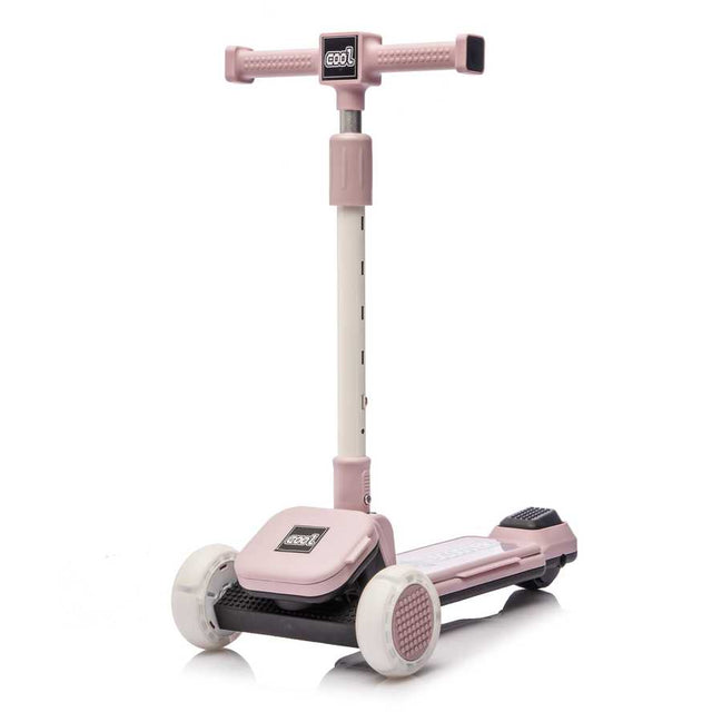 Pink kids' scooter with flashing wheels and adjustable handlebar