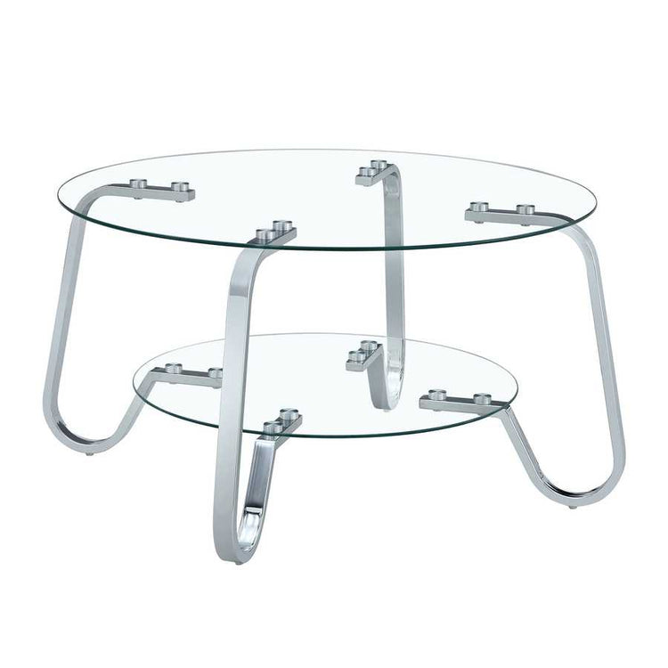 Standalone view of Vintage Metal Frame Glass Coffee Table 31.5&