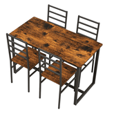 5 Piece Metal and Wood Indoor Modern Dining Table Furniture Set for 4