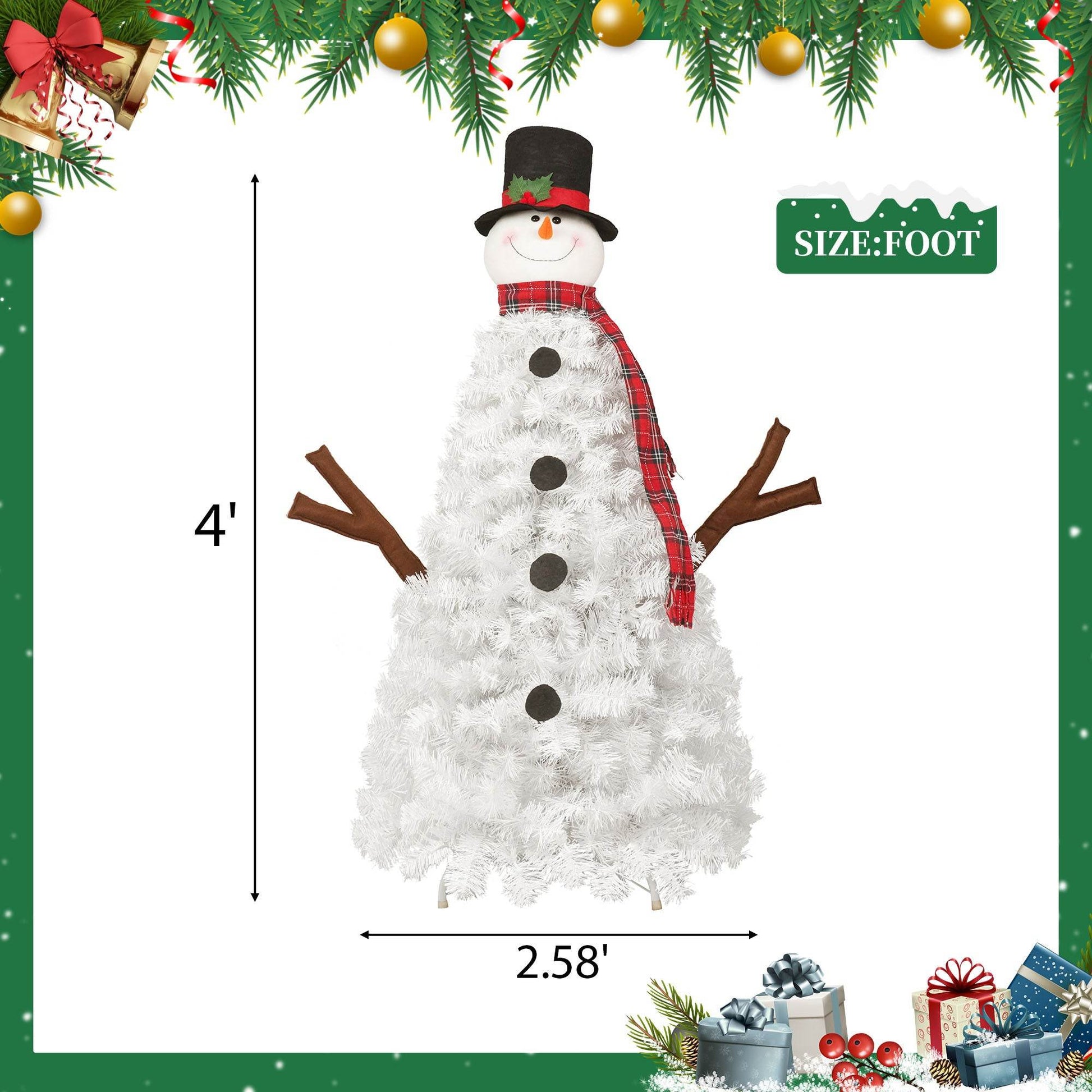 4ft Snowman Christmas Tree -Shaped Christmas Tree with Light