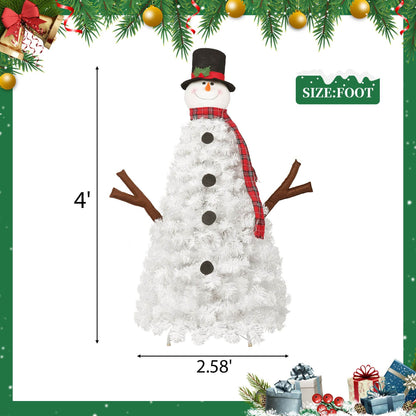 4ft Snowman Christmas Tree -Shaped Christmas Tree with Light