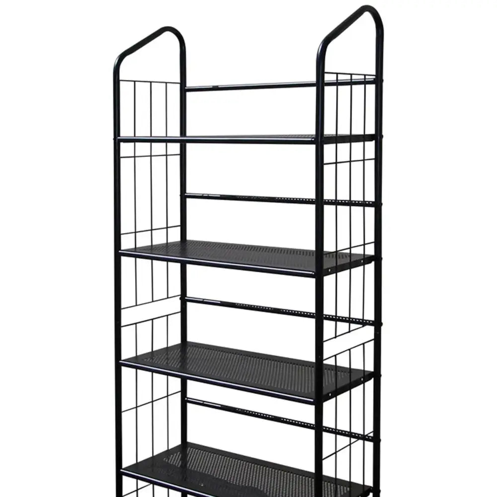 64" Tall 5-Tier Corner Metal Bookcase, Book Shelf, Black finish MLNshops]