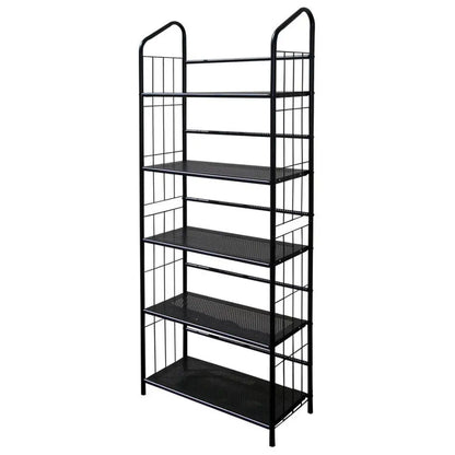 64" Tall 5-Tier Corner Metal Bookcase, Book Shelf, Black finish MLNshops]