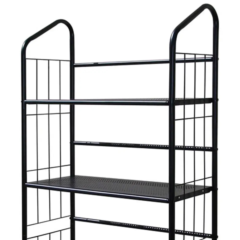 64" Tall 5-Tier Corner Metal Bookcase, Book Shelf, Black finish MLNshops]