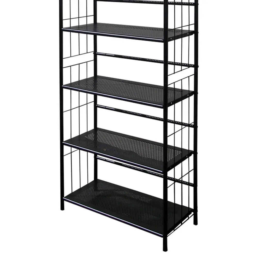 64" Tall 5-Tier Corner Metal Bookcase, Book Shelf, Black finish MLNshops]