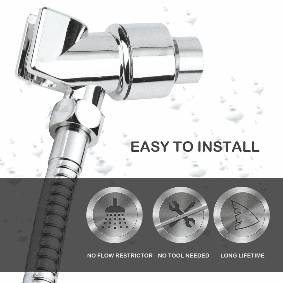 Chrome shower head with text &