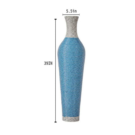 Dimensions of 39-inch floor vase decor shown with 5.5-inch opening, perfect for adding height and texture to home interiors.
