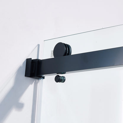 56-60"W x 75"H Frameless Double Sliding Shower Door, 304 Stainless Steel in Matte Black, 5/16" (8mm) Thick SGCC Tempered Clear Glass. MLNshops]