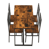5 Piece Metal and Wood Modern Dining Table Furniture Set