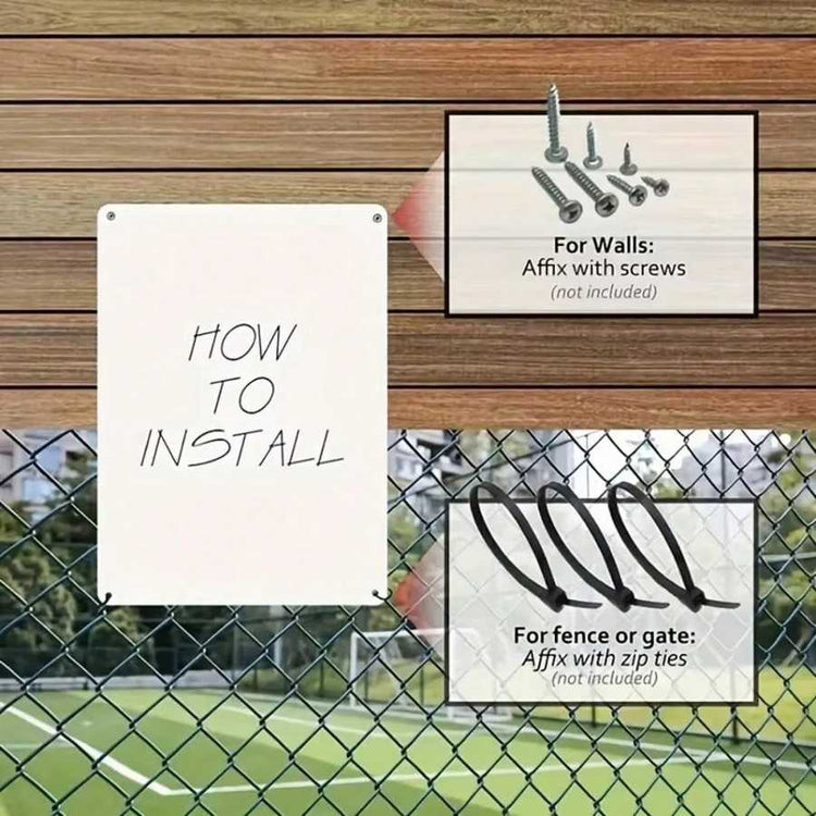 Instructions for installing a product on walls and fences with visible text and icons.