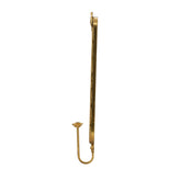A single brass fireplace poker or fire starter rod with a curved hook at the bottom, shown vertically against a plain white background.
