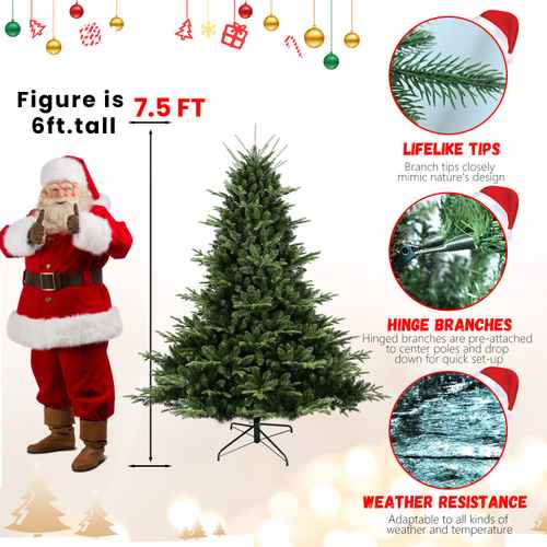 Christmas tree height guide with Santa figure