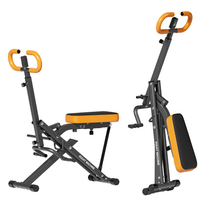 Front and folded side views of Squat Machine Home - Adjustable Resistance for Full Body Fitness with ergonomic design.