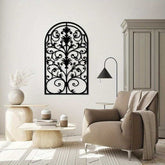 Gothic arch wall art with ornate iron design for interior decoration