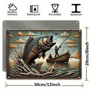 Waterproof metal fishing wall decor for home bar or garage