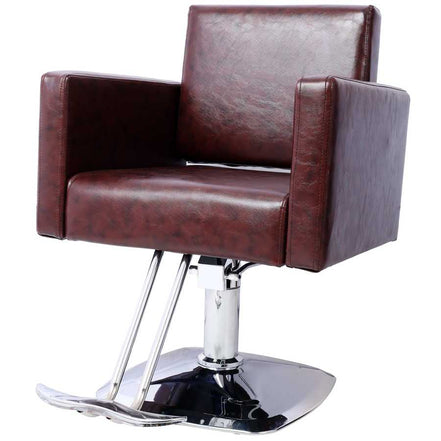 Heavy duty hair salon chair with 360° swivel and PU leather upholstery, designed for stylist comfort and client support up to 330 lbs.