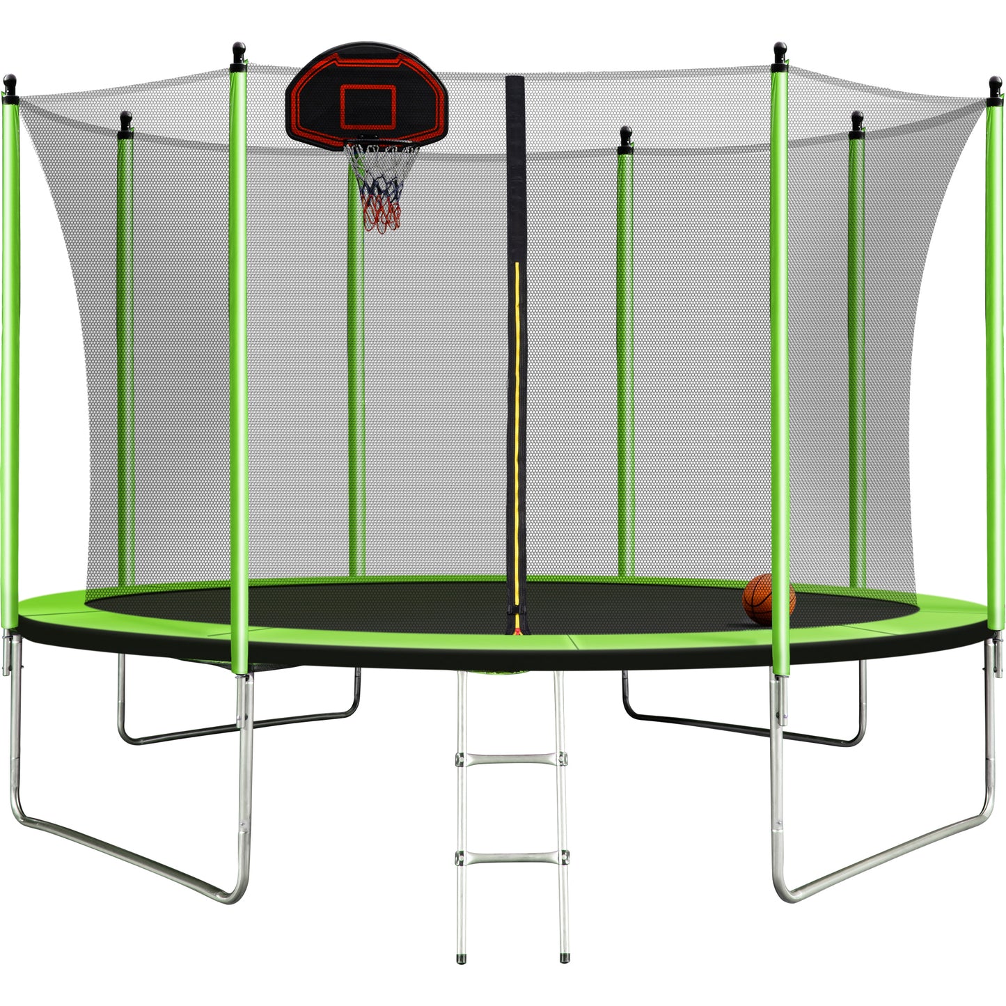 10FT  Trampoline with Basketball Hoop Inflator and Ladder
