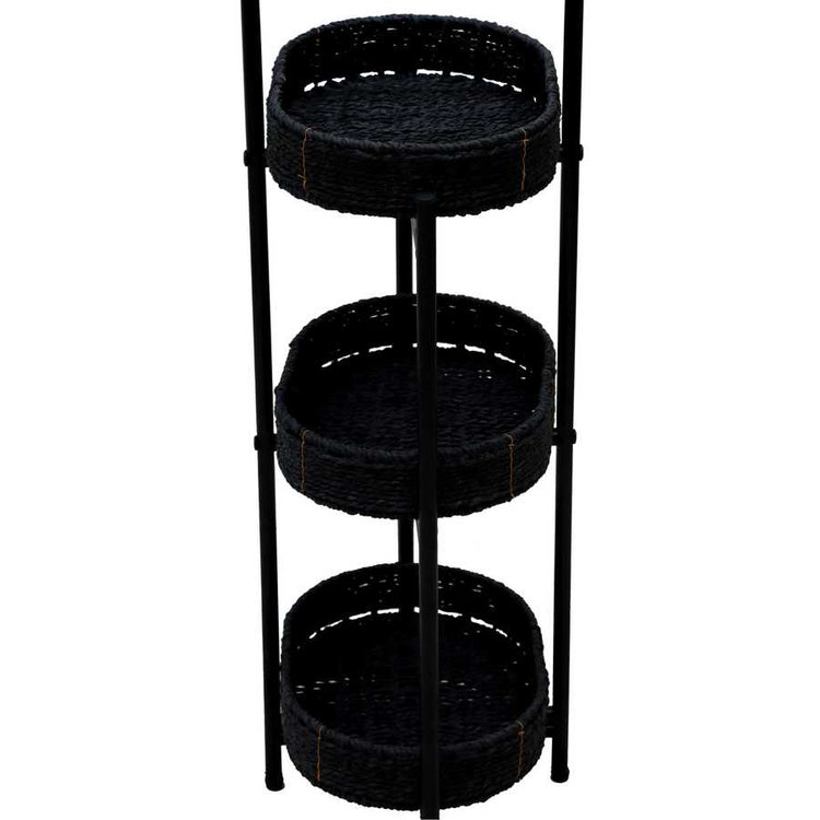 Modern 3-Tier Handwoven Side Table with Oval Organizer