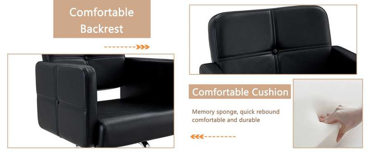 Close-up of black leather upholstery with exquisite stitching on salon chair