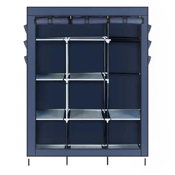 69" High-leg Non-woven Fabric Assembled Cloth Wardrobe Dark Blue MLNshops]