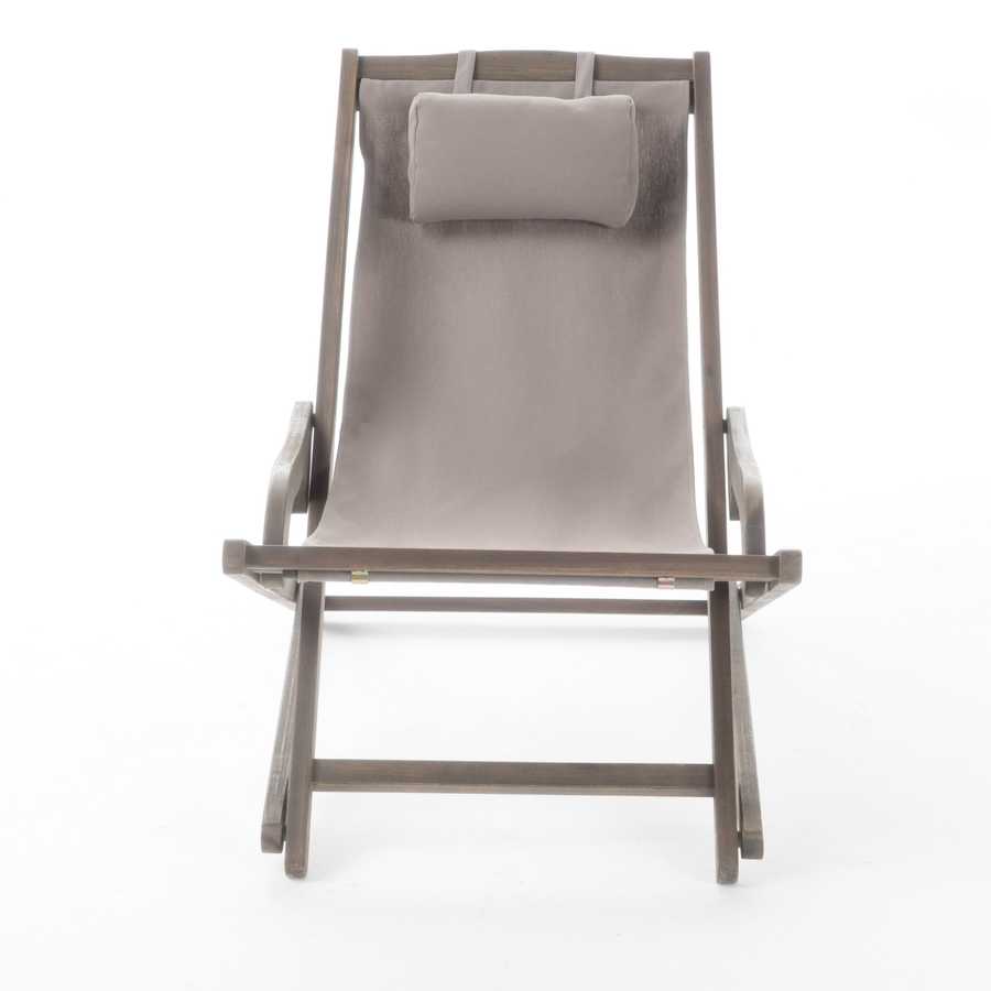 Gray lounge chair with a pillow on a white background