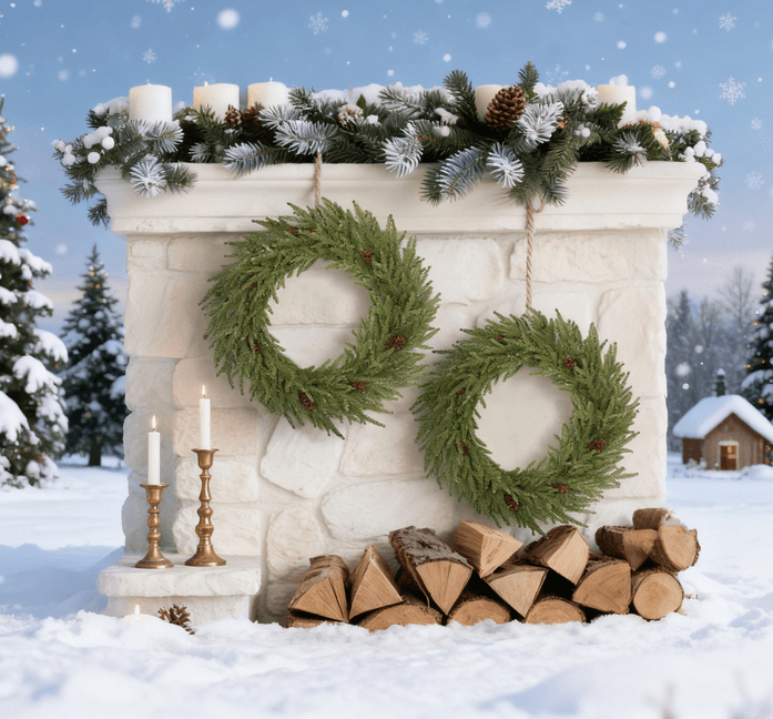 Christmas Wreath, Artificial Norfolk Pine Wreath with Pine Cones and 88 Realistic Branches for Door