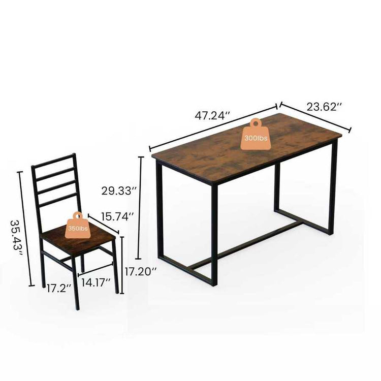 5 Piece Metal and Wood Indoor Modern Dining Table Furniture Set for 4