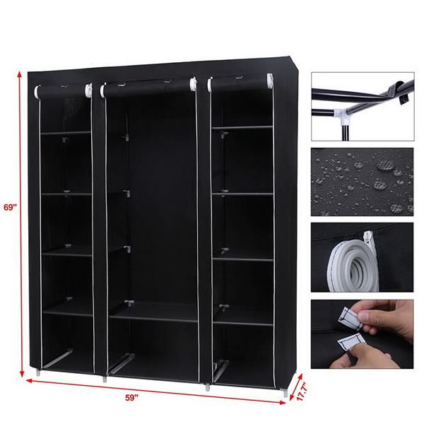 Sturdy 69" Portable Clothes Closet Wardrobe | MLNshops Default Title