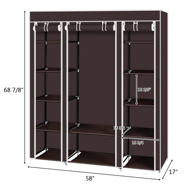 69" Portable Clothes Closet Wardrobe Storage Organizer