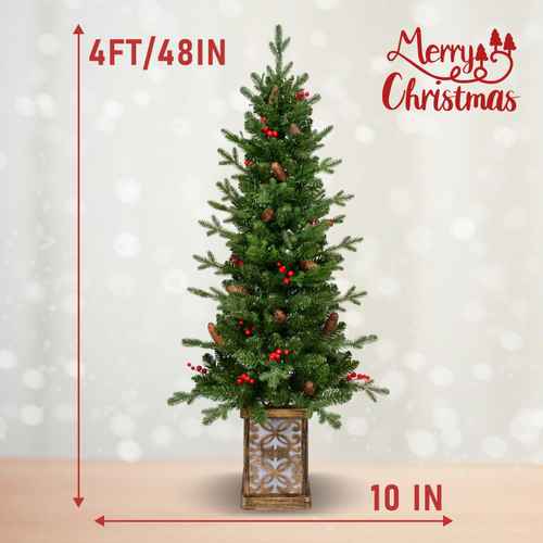 Pre-lit Christmas tree with glitter base 4 ft size diagram