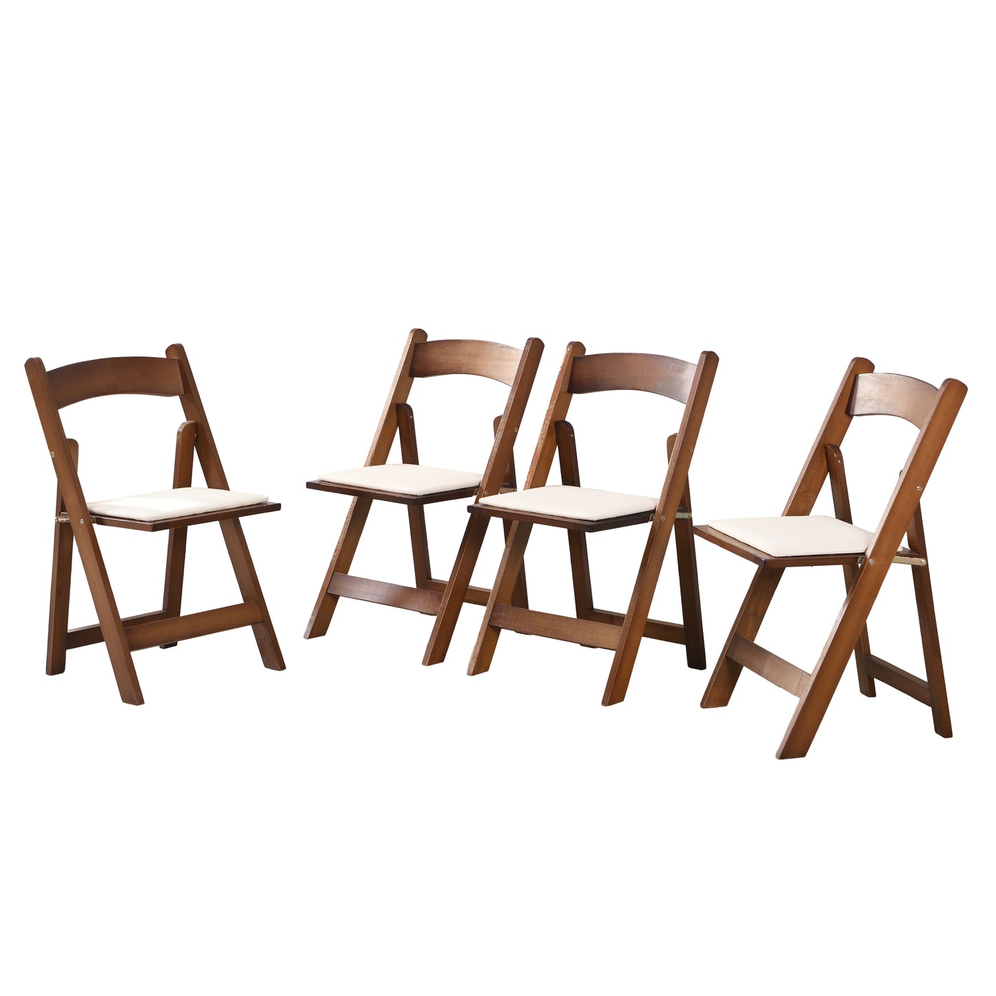 Solid Wood Upholstered Folding Chair Set - Space Saving & Easy to Carry - Walnut Shelf with Beige Cushion - 4PCS for Dining Room Default