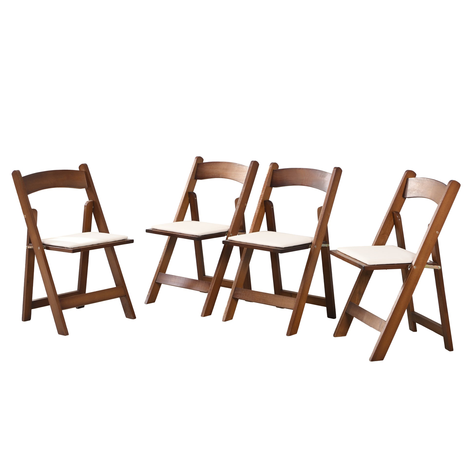 Solid Wood Upholstered Folding Chair Set - Space Saving & Easy to Carry - Walnut Shelf with Beige Cushion - 4PCS for Dining Room Default