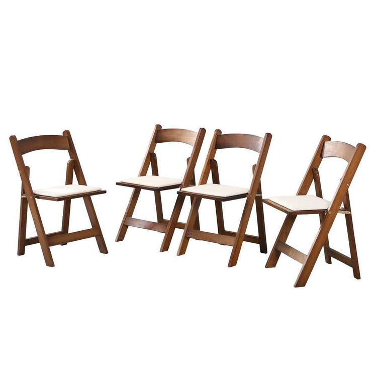 Solid Wood Upholstered Folding Chair Set - Space Saving & Easy to Carry - Walnut Shelf with Beige Cushion - 4PCS for Dining Room Default
