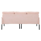 Pink sofa with black legs on a white background