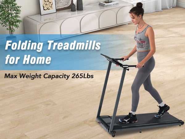 Folding Treadmills for Home Office 2.5HP with incline, quiet operation, foldable design