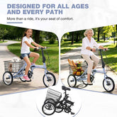 Folding Tricycle for Adults, 14 Inch 3 Wheel Bikes for Adult