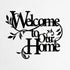 Welcome wall art entryway decor with floral design in black iron, featuring &