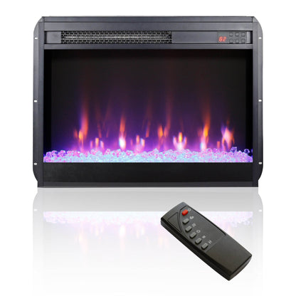 23 inch electric fireplace insert, ultra thin heater with crystal & realistic flame, remote control with timer, overheating protection,with sidelight Default