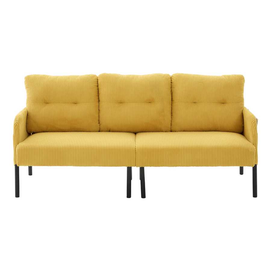 Yellow sofa with black legs on a white background